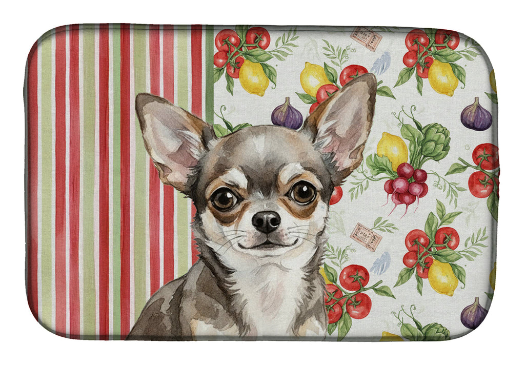 Chihuahua Vegetables Dish Drying Mat Absorbent Dish Drying Mat Pad for Kitchen Counter Dish Drainer Mat for Countertop, 14 x 21", Multicolor