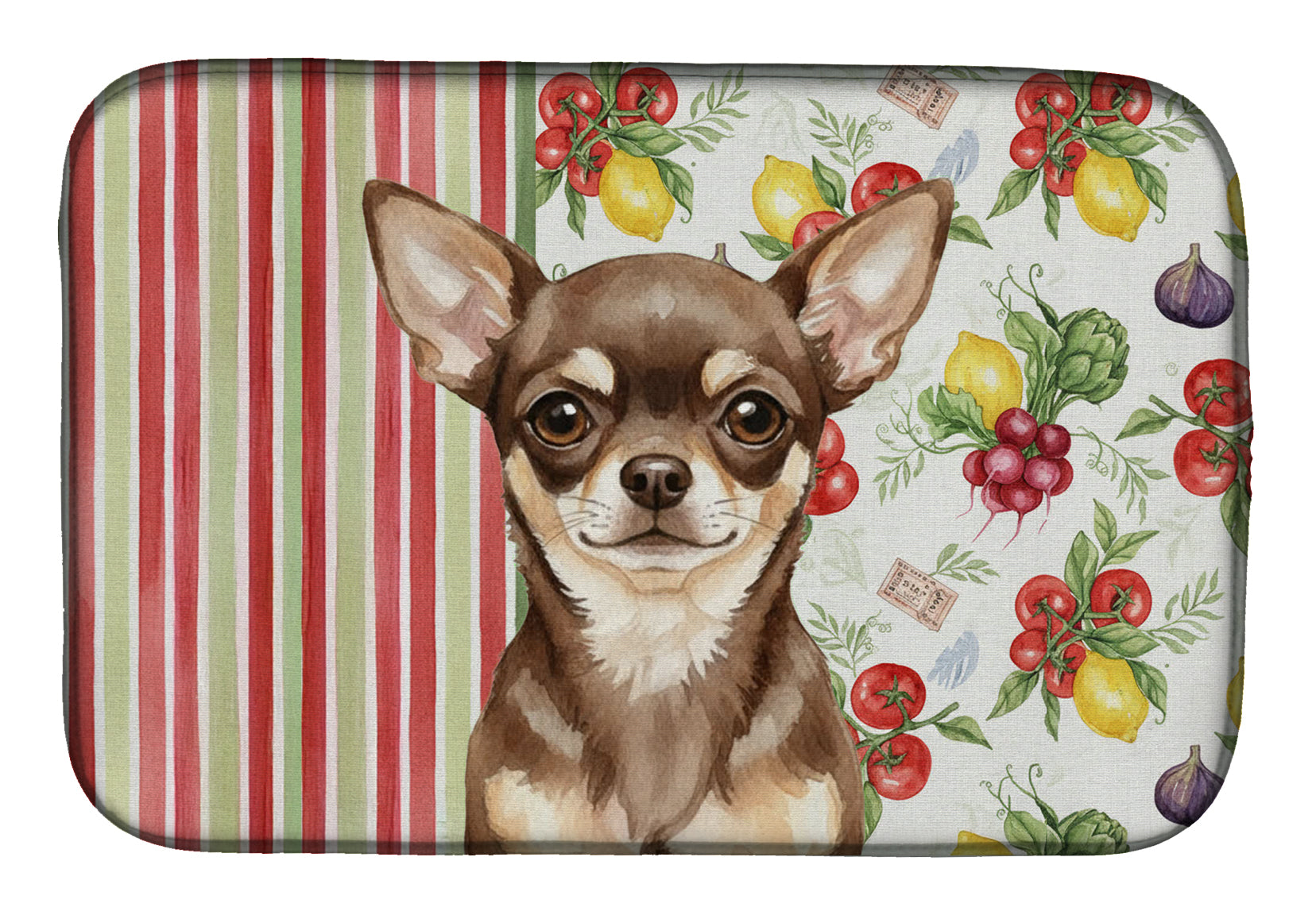 Chocolate Chihuahua Vegetables Dish Drying Mat Absorbent Dish Drying Mat Pad for Kitchen Counter Dish Drainer Mat for Countertop, 14 x 21", Multicolor