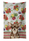 Chocolate Chihuahua Vegetables Kitchen Towel Velour Plush Front and Cotton Loop Back Machine Washable