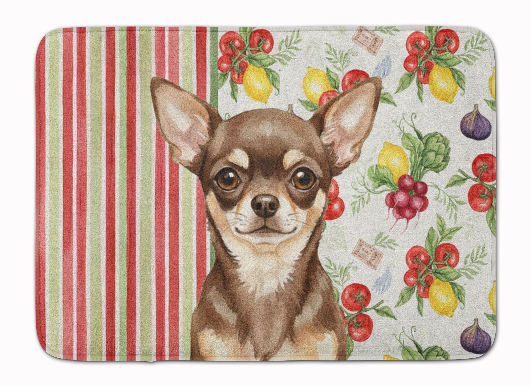 Chocolate Chihuahua Vegetables Memory Foam Kitchen Mat Machine Washable Anti-Fatigue Cushion Comfort Bath or Kitchen Rug