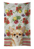 Fawn Chihuahua Vegetables Kitchen Towel Velour Plush Front and Cotton Loop Back Machine Washable