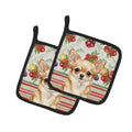 Fawn Chihuahua Vegetables Pot Holder Set of 2 Heat Resistant Quilted Hot Pads 7.5 x 7.5 Inch, Insulated Kitchen Trivets for Cooking & Baking