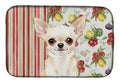 Cream Chihuahua Vegetables Dish Drying Mat Absorbent Dish Drying Mat Pad for Kitchen Counter Dish Drainer Mat for Countertop, 14 x 21", Multicolor