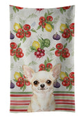 Cream Chihuahua Vegetables Kitchen Towel Velour Plush Front and Cotton Loop Back Machine Washable