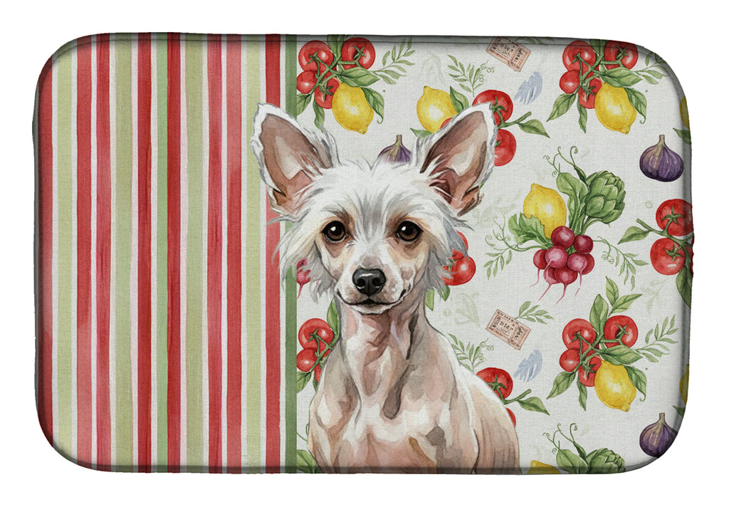 Hairless Chinese Crested Vegetables Dish Drying Mat Absorbent Dish Drying Mat Pad for Kitchen Counter Dish Drainer Mat for Countertop, 14 x 21", Multicolor