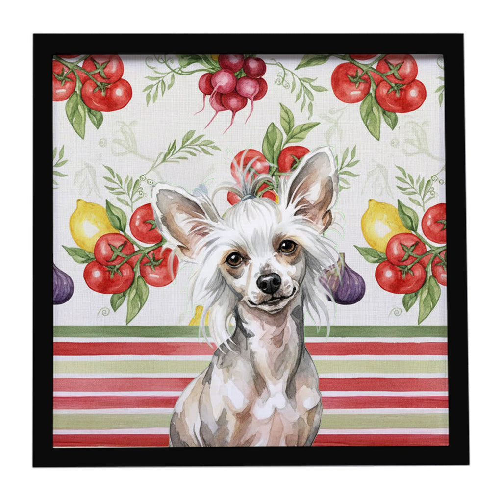 Hairless Mottled Pattern Chinese Crested Vegetables Framed Metal Print Bathroom, Kitchen, Office, Home Decor Wall Art Ready to Hang, Square, 8X8