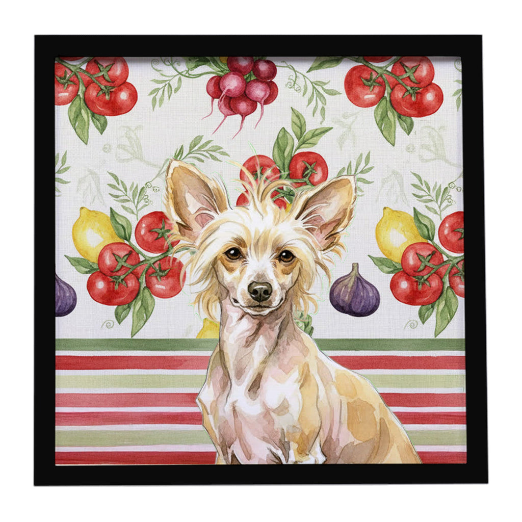 Hairless Palomino Chinese Crested Vegetables Framed Metal Print Bathroom, Kitchen, Office, Home Decor Wall Art Ready to Hang, Square, 8X8