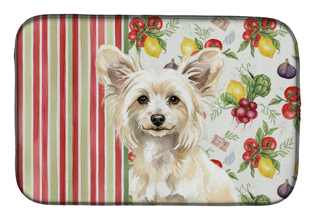 Powderpuff Chinese Crested Vegetables Dish Drying Mat Absorbent Dish Drying Mat Pad for Kitchen Counter Dish Drainer Mat for Countertop, 14 x 21", Multicolor