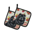 Black Chow Chow Vegetables Pot Holder Set of 2 Heat Resistant Quilted Hot Pads 7.5 x 7.5 Inch, Insulated Kitchen Trivets for Cooking & Baking