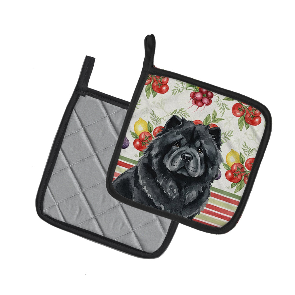 Black Chow Chow Vegetables Pot Holder Set of 2 Heat Resistant Quilted Hot Pads 7.5 x 7.5 Inch, Insulated Kitchen Trivets for Cooking & Baking