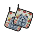 Blue Chow Chow Vegetables Pot Holder Set of 2 Heat Resistant Quilted Hot Pads 7.5 x 7.5 Inch, Insulated Kitchen Trivets for Cooking & Baking