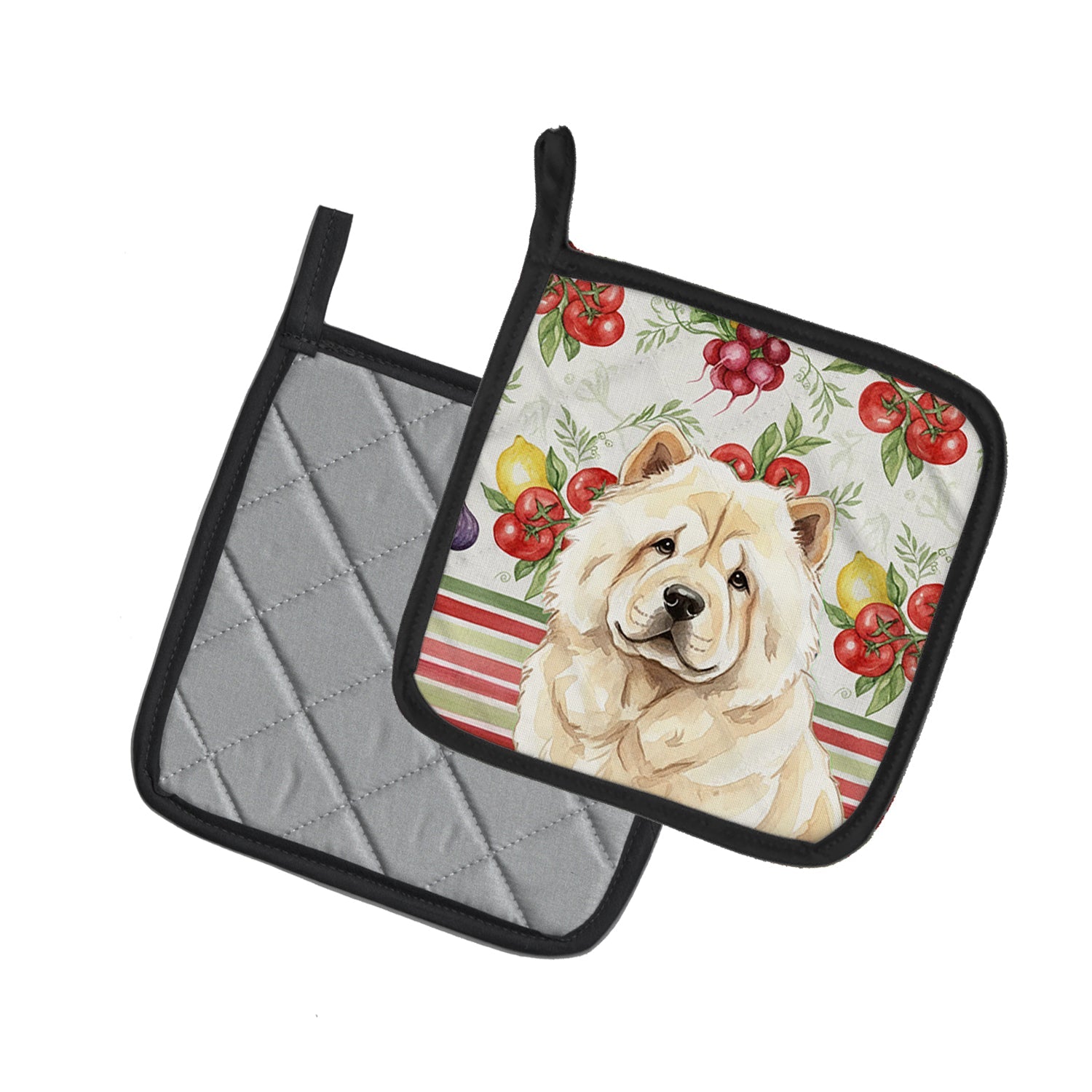 Cream Chow Chow Vegetables Pot Holder Set of 2 Heat Resistant Quilted Hot Pads 7.5 x 7.5 Inch, Insulated Kitchen Trivets for Cooking & Baking