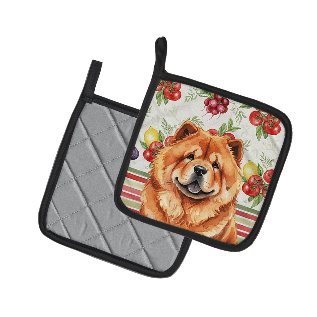 Red Chow Chow Vegetables Pot Holder Set of 2 Heat Resistant Quilted Hot Pads 7.5 x 7.5 Inch, Insulated Kitchen Trivets for Cooking & Baking