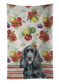 Black Cocker Spaniel Vegetables Kitchen Towel Velour Plush Front and Cotton Loop Back Machine Washable