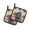 Black Cocker Spaniel Vegetables Pot Holder Set of 2 Heat Resistant Quilted Hot Pads 7.5 x 7.5 Inch, Insulated Kitchen Trivets for Cooking & Baking