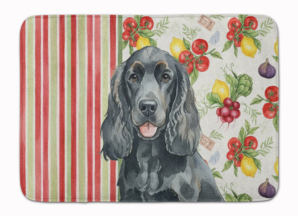 Black Cocker Spaniel Vegetables Memory Foam Kitchen Mat Machine Washable Anti-Fatigue Cushion Comfort Bath or Kitchen Rug