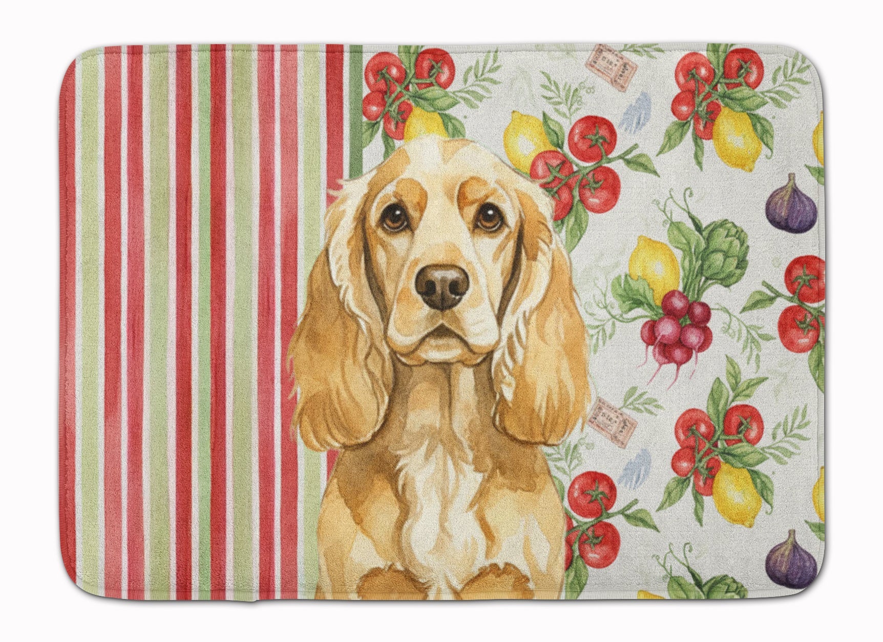 Buff Cocker Spaniel Vegetables Memory Foam Kitchen Mat Machine Washable Anti-Fatigue Cushion Comfort Bath or Kitchen Rug