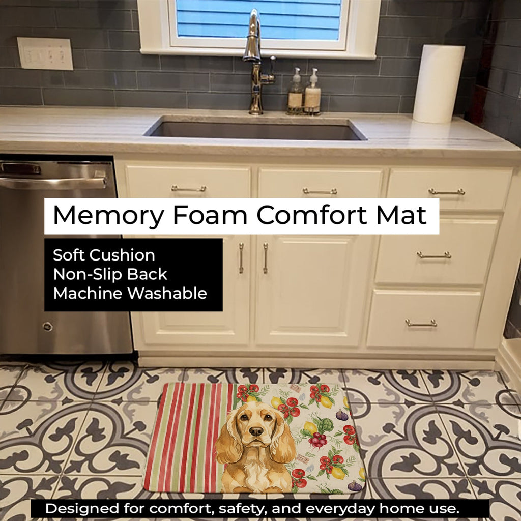 Buff Cocker Spaniel Vegetables Memory Foam Kitchen Mat Machine Washable Anti-Fatigue Cushion Comfort Bath or Kitchen Rug