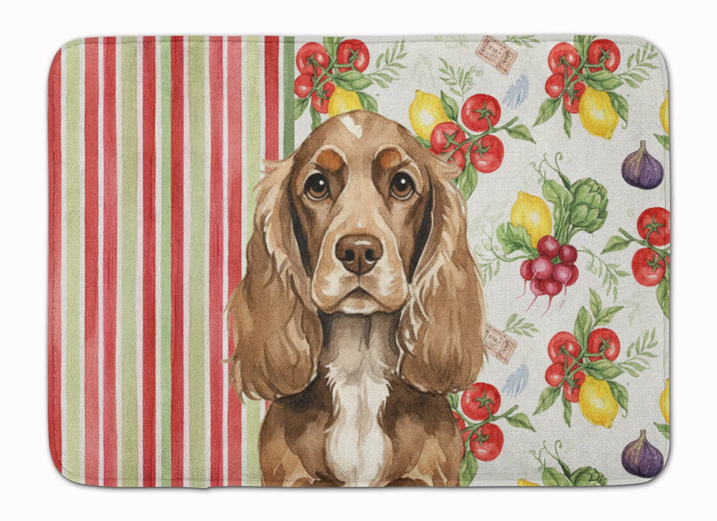Chocolate Cocker Spaniel Vegetables Memory Foam Kitchen Mat Machine Washable Anti-Fatigue Cushion Comfort Bath or Kitchen Rug