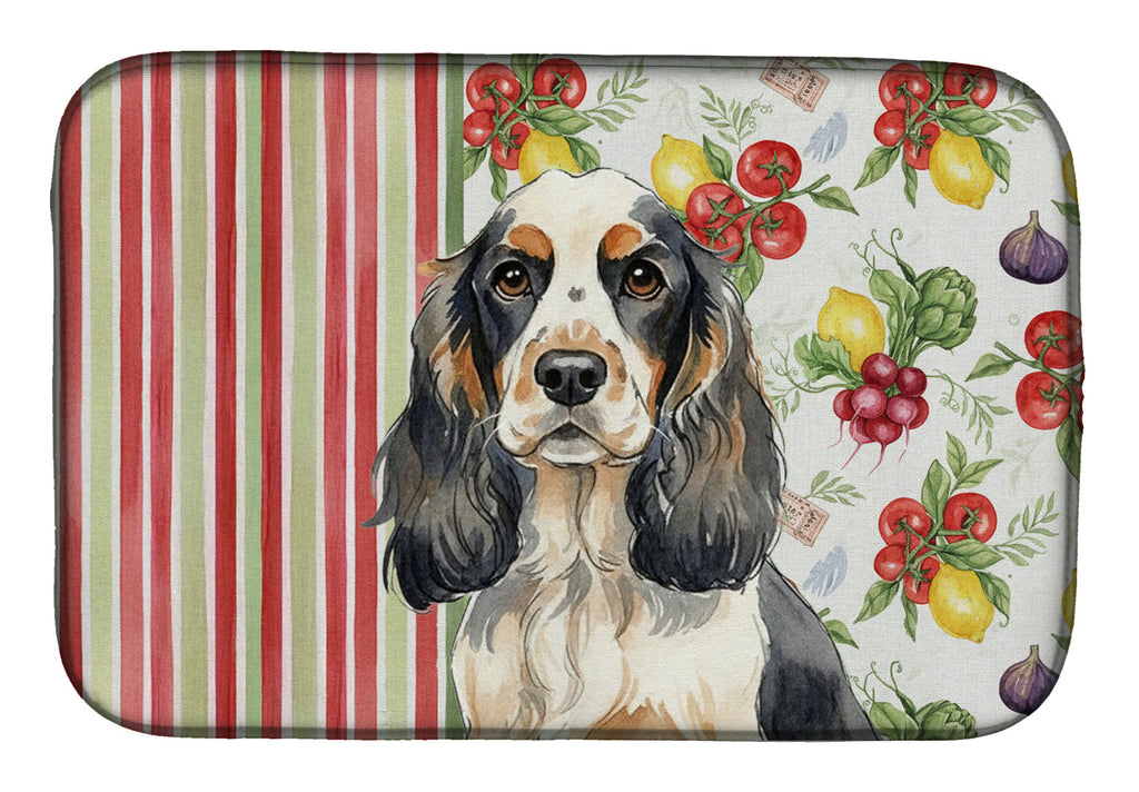 Parti Cocker Spaniel Vegetables Dish Drying Mat Absorbent Dish Drying Mat Pad for Kitchen Counter Dish Drainer Mat for Countertop, 14 x 21", Multicolor