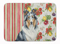 Blue Merle Collie Vegetables Memory Foam Kitchen Mat Machine Washable Anti-Fatigue Cushion Comfort Bath or Kitchen Rug