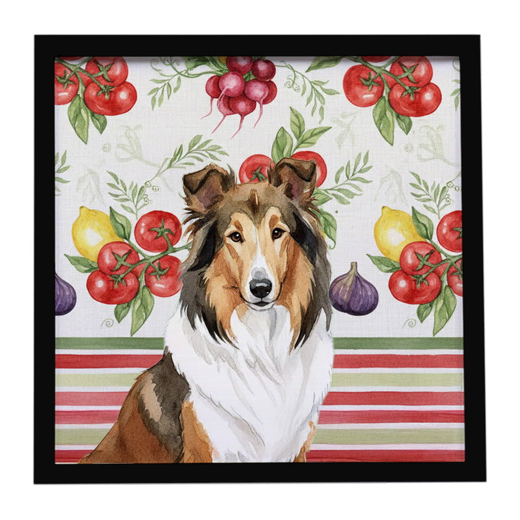 Sable Collie Vegetables Framed Metal Print Bathroom, Kitchen, Office, Home Decor Wall Art Ready to Hang, Square, 8X8