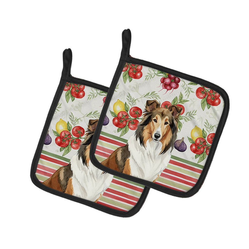Sable Collie Vegetables Pot Holder Set of 2 Heat Resistant Quilted Hot Pads 7.5 x 7.5 Inch, Insulated Kitchen Trivets for Cooking & Baking