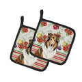 Sable Collie Vegetables Pot Holder Set of 2 Heat Resistant Quilted Hot Pads 7.5 x 7.5 Inch, Insulated Kitchen Trivets for Cooking & Baking