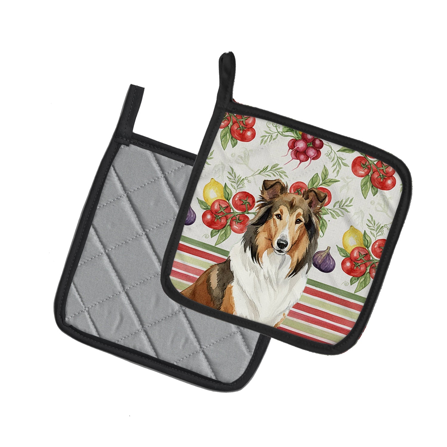 Sable Collie Vegetables Pot Holder Set of 2 Heat Resistant Quilted Hot Pads 7.5 x 7.5 Inch, Insulated Kitchen Trivets for Cooking & Baking