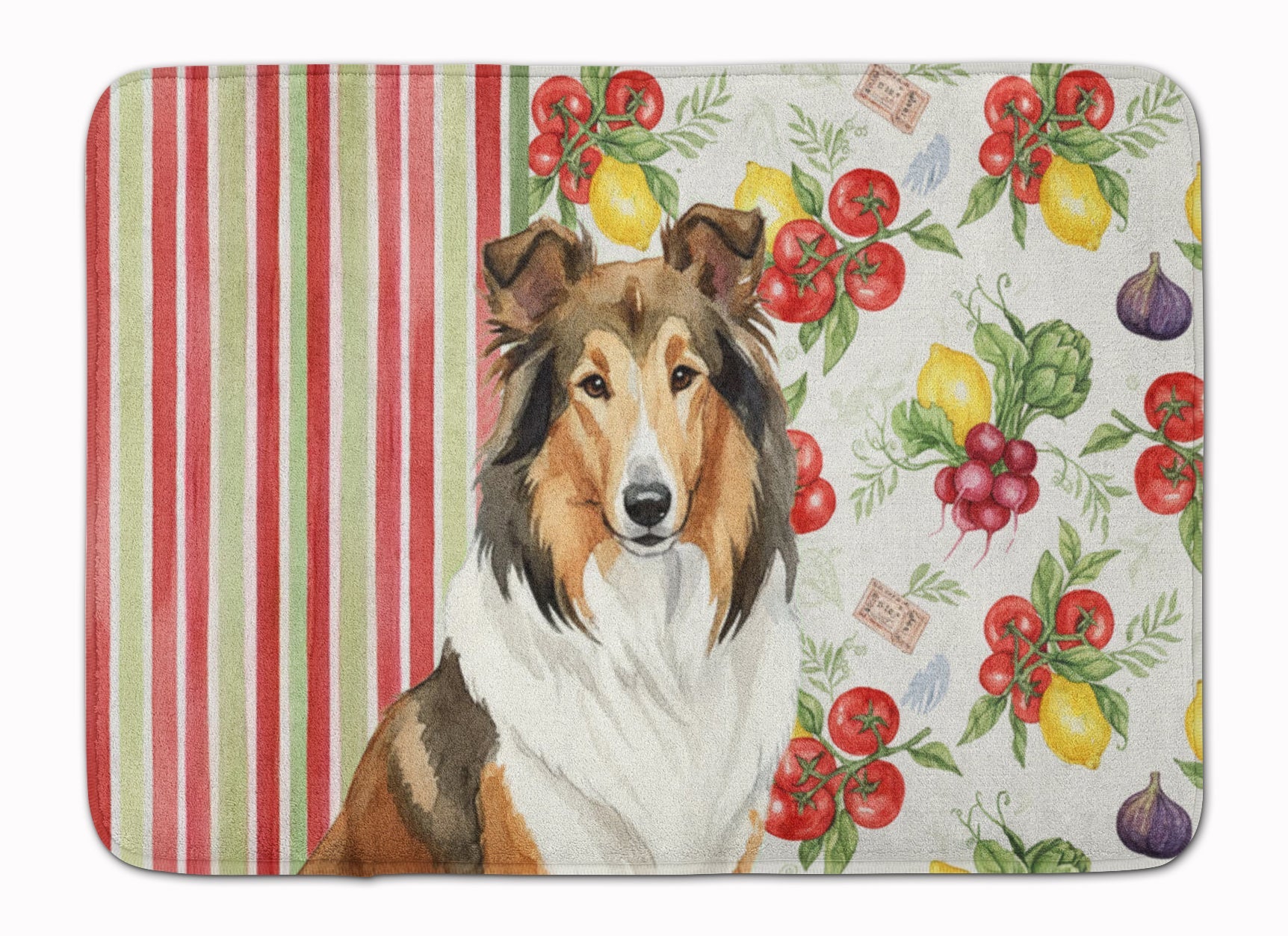 Sable Collie Vegetables Memory Foam Kitchen Mat Machine Washable Anti-Fatigue Cushion Comfort Bath or Kitchen Rug