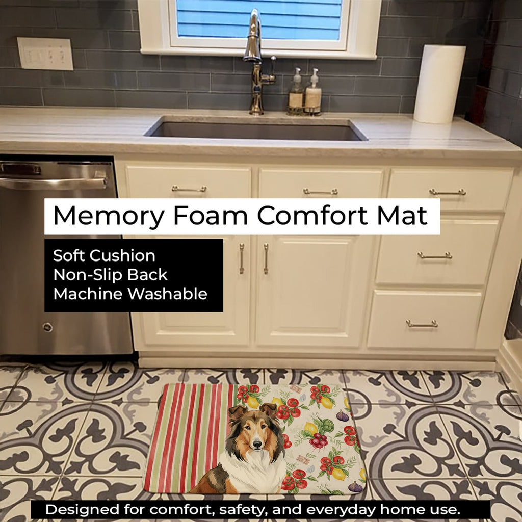 Sable Collie Vegetables Memory Foam Kitchen Mat Machine Washable Anti-Fatigue Cushion Comfort Bath or Kitchen Rug