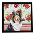Tricolor Collie Vegetables Framed Metal Print Bathroom, Kitchen, Office, Home Decor Wall Art Ready to Hang, Square, 8X8