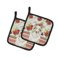 White Collie Vegetables Pot Holder Set of 2 Heat Resistant Quilted Hot Pads 7.5 x 7.5 Inch, Insulated Kitchen Trivets for Cooking & Baking