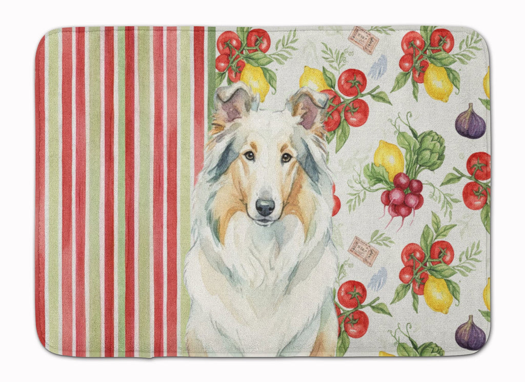 White Collie Vegetables Memory Foam Kitchen Mat Machine Washable Anti-Fatigue Cushion Comfort Bath or Kitchen Rug