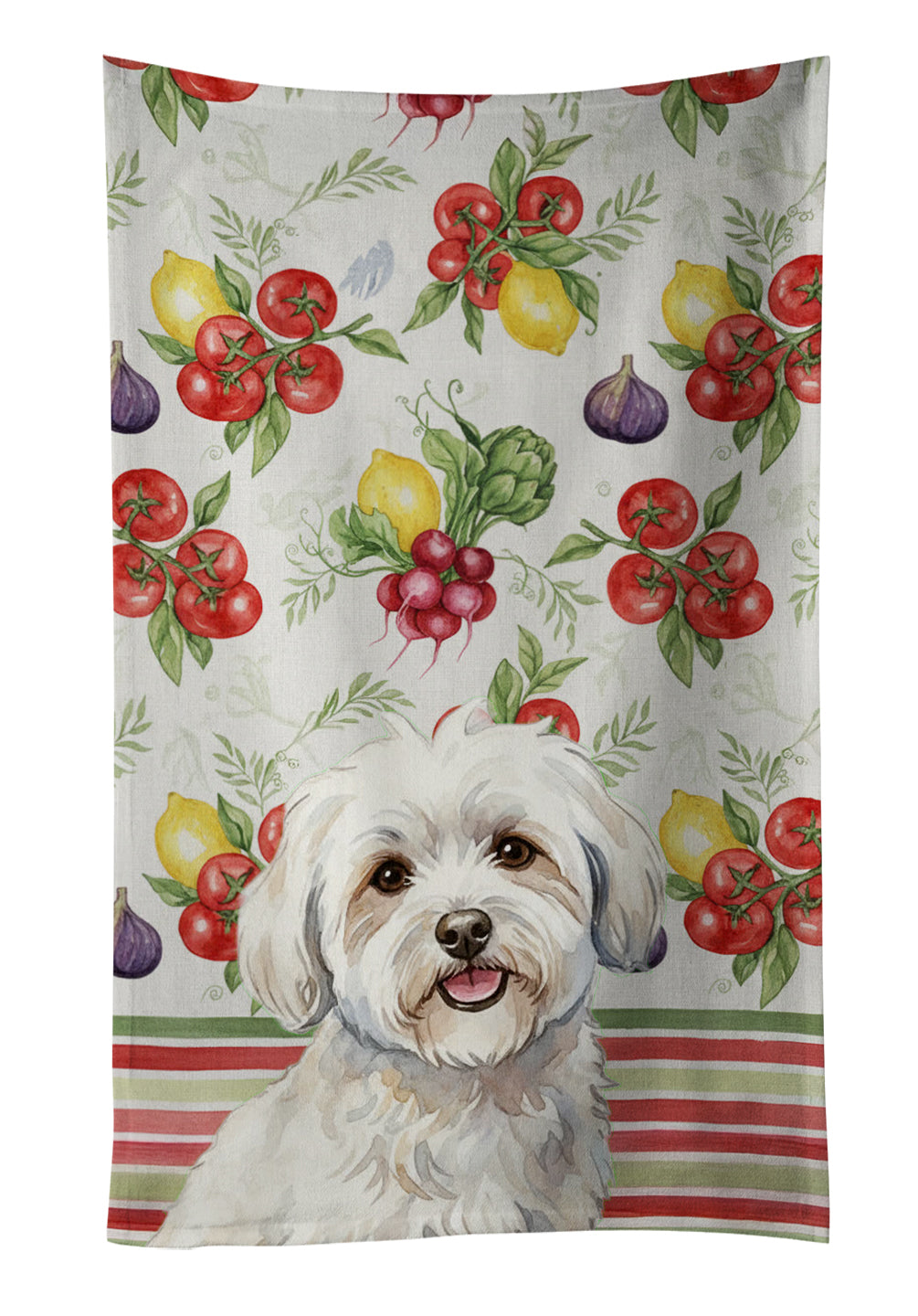 Coton de Tulear Vegetables Kitchen Towel Velour Plush Front and Cotton Loop Back Machine Washable
