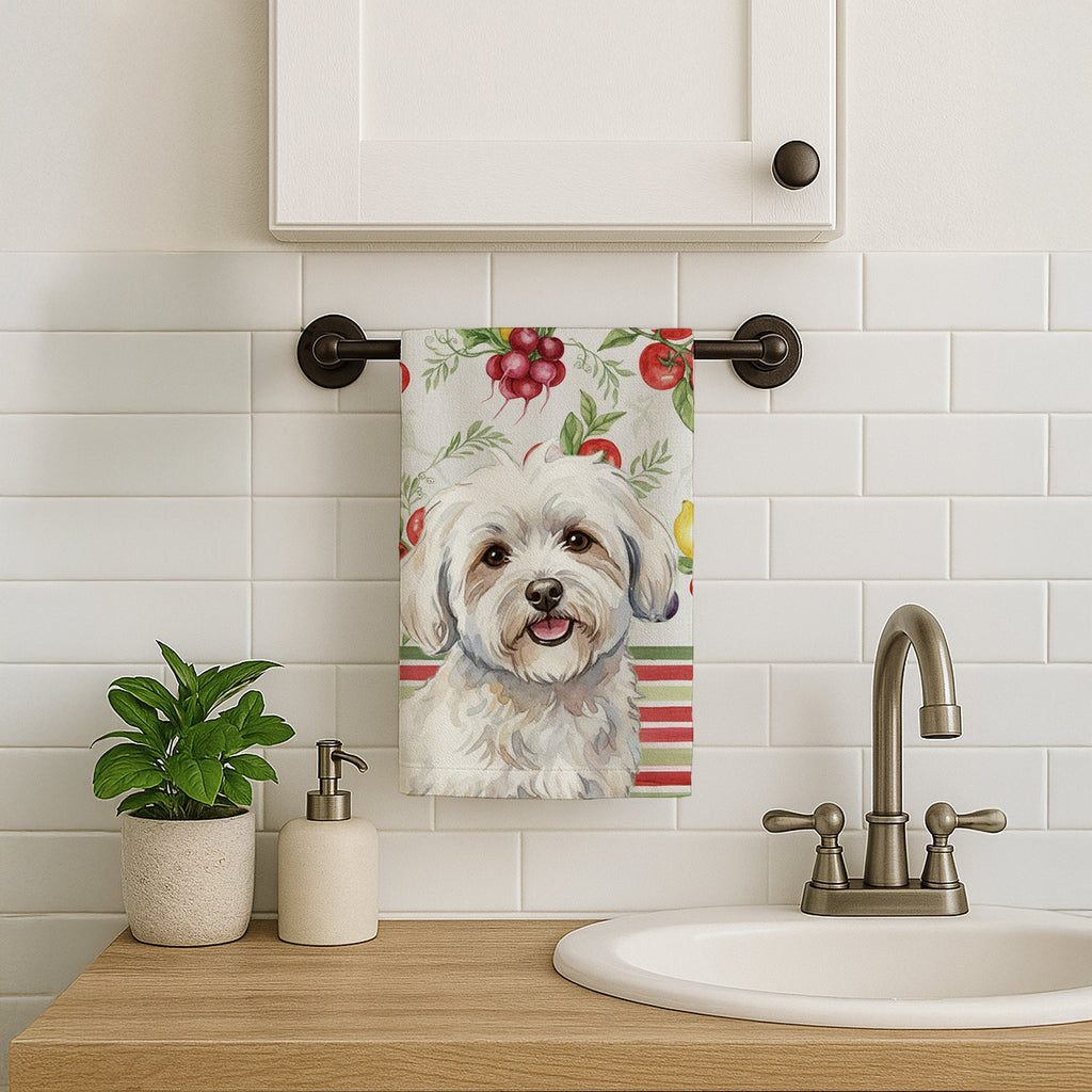 Coton de Tulear Vegetables Kitchen Towel Velour Plush Front and Cotton Loop Back Machine Washable