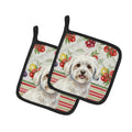Coton de Tulear Vegetables Pot Holder Set of 2 Heat Resistant Quilted Hot Pads 7.5 x 7.5 Inch, Insulated Kitchen Trivets for Cooking & Baking