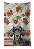 Black and Tan Dachshund Vegetables Kitchen Towel Velour Plush Front and Cotton Loop Back Machine Washable