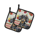 Black and Tan Dachshund Vegetables Pot Holder Set of 2 Heat Resistant Quilted Hot Pads 7.5 x 7.5 Inch, Insulated Kitchen Trivets for Cooking & Baking