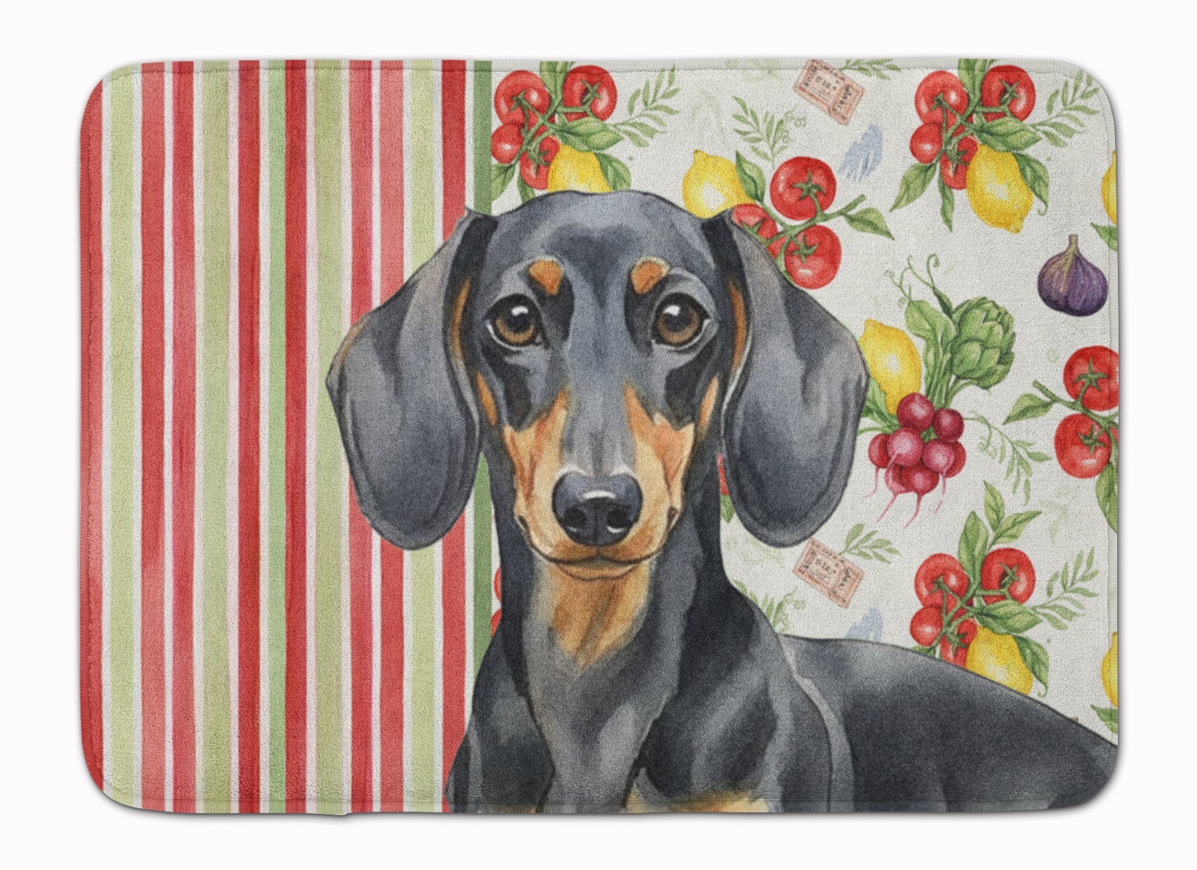 Black and Tan Dachshund Vegetables Memory Foam Kitchen Mat Machine Washable Anti-Fatigue Cushion Comfort Bath or Kitchen Rug