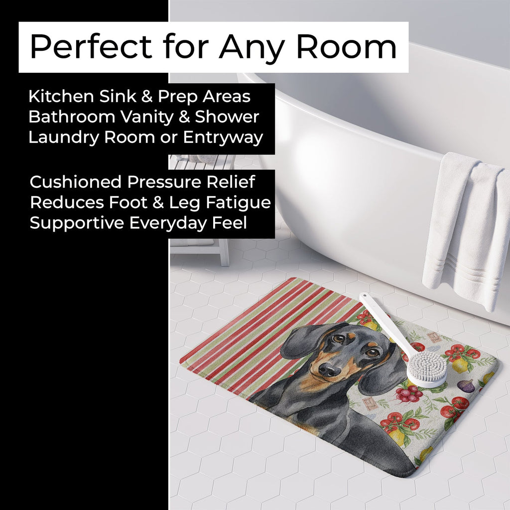 Black and Tan Dachshund Vegetables Memory Foam Kitchen Mat Machine Washable Anti-Fatigue Cushion Comfort Bath or Kitchen Rug