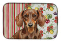 Chocolate and Tan Dachshund Vegetables Dish Drying Mat Absorbent Dish Drying Mat Pad for Kitchen Counter Dish Drainer Mat for Countertop, 14 x 21", Multicolor