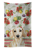 Cream Dachshund Vegetables Kitchen Towel Velour Plush Front and Cotton Loop Back Machine Washable