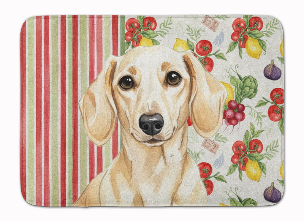 Cream Dachshund Vegetables Memory Foam Kitchen Mat Machine Washable Anti-Fatigue Cushion Comfort Bath or Kitchen Rug