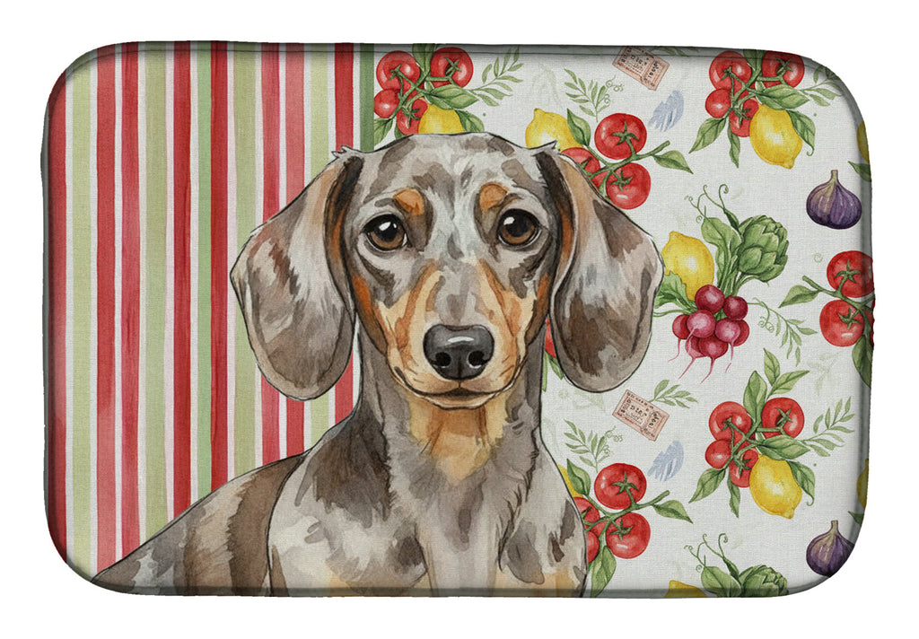 Dapple Dachshund Vegetables Dish Drying Mat Absorbent Dish Drying Mat Pad for Kitchen Counter Dish Drainer Mat for Countertop, 14 x 21", Multicolor
