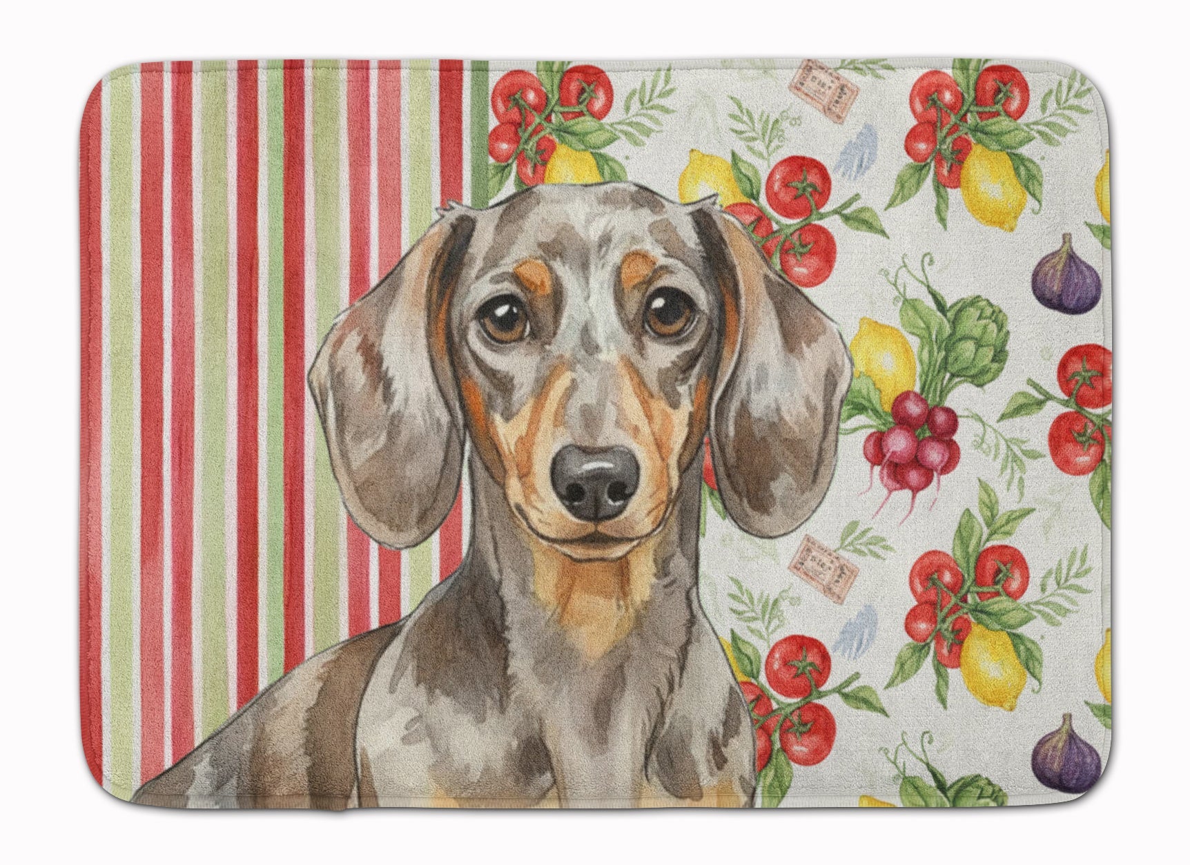 Dapple Dachshund Vegetables Memory Foam Kitchen Mat Machine Washable Anti-Fatigue Cushion Comfort Bath or Kitchen Rug