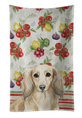 Longhaired Cream Dachshund Vegetables Kitchen Towel Velour Plush Front and Cotton Loop Back Machine Washable