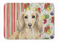 Longhaired Cream Dachshund Vegetables Memory Foam Kitchen Mat Machine Washable Anti-Fatigue Cushion Comfort Bath or Kitchen Rug