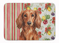 Longhaired Red Dachshund Vegetables Memory Foam Kitchen Mat Machine Washable Anti-Fatigue Cushion Comfort Bath or Kitchen Rug