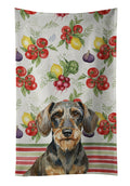 Wirehaired Wild Boar Dachshund Vegetables Kitchen Towel Velour Plush Front and Cotton Loop Back Machine Washable
